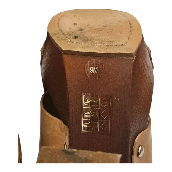 Vince Camuto Tan Leather Platform Heel Mules Size 9 - Picture 10 of 14